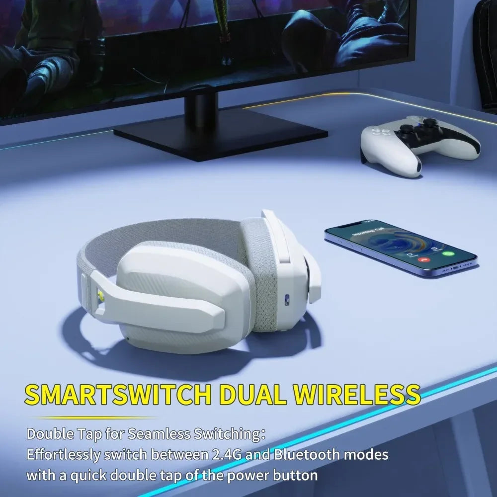 BINNUNE BW06 Auriculares Gaming Inalámbricos Bluetooth 2.4GHz con Micrófono – Cascos Gamer para PS5, PS4, PC, Mac y Playstation