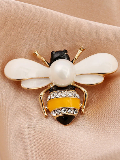 Broche de Abeja con Perla Imitación para Mujer - Joyería Elegante de Moda para Fiesta y Regalo