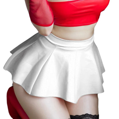 Falda Mini Mujer 2025 | Falda Sexy de PU con Plisados y Cintura Alta
