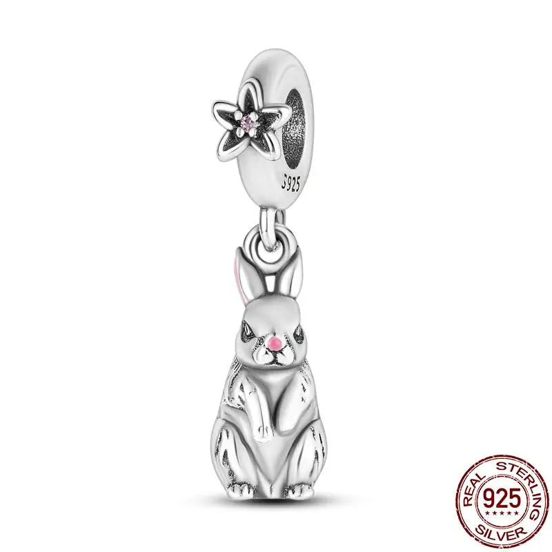 Charm camaleón y luciérnaga en plata 925 – Dije animal brillante, compatible Pandora, pulsera y collar mujer