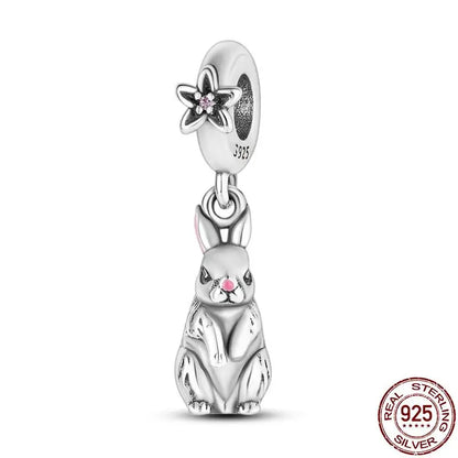 Charm camaleón y luciérnaga en plata 925 – Dije animal brillante, compatible Pandora, pulsera y collar mujer