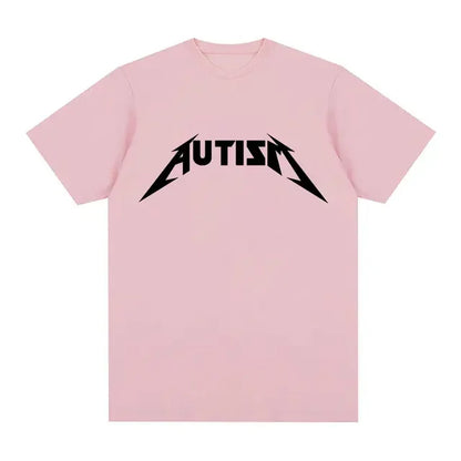 Camiseta Autism Metal Rock Meme | Hombre y Mujer | Hip Hop Oversized Manga Corta Verano