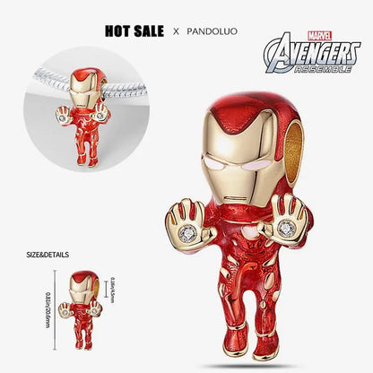 Charm Marvel Iron Man y Spiderman en Plata 925 – Abalorios Disney para Pulsera Original Mujer
