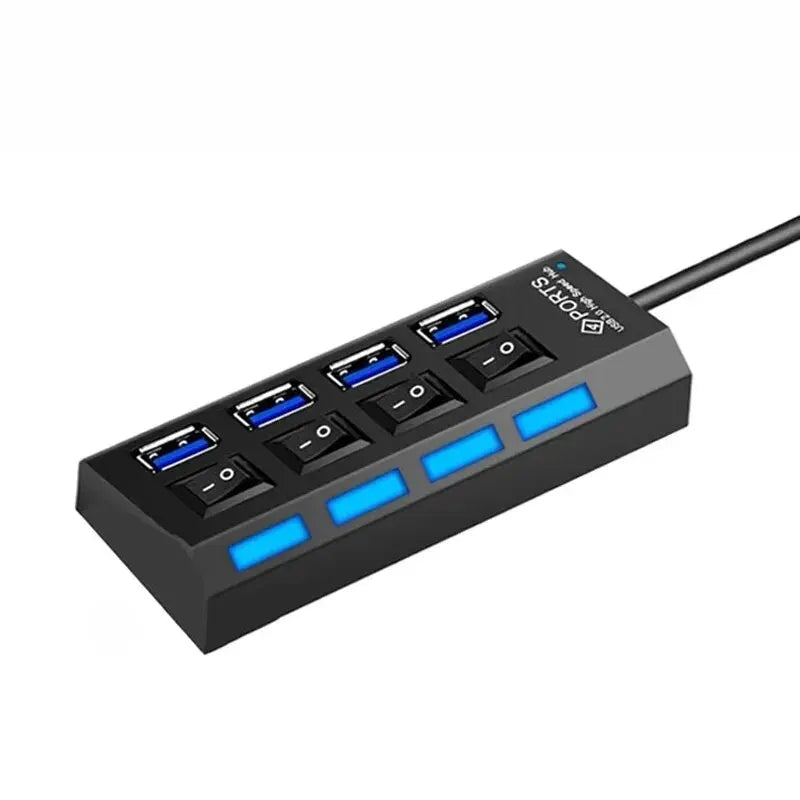 USB Hub 7 Puertos 2.0 – Adaptador Extensor de Datos para Laptop y PC