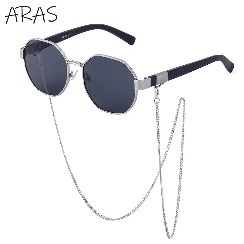 Gafas de Sol Poligonales con Cadena para Mujer | Tendencia 2025 Lujo y Estilo Único