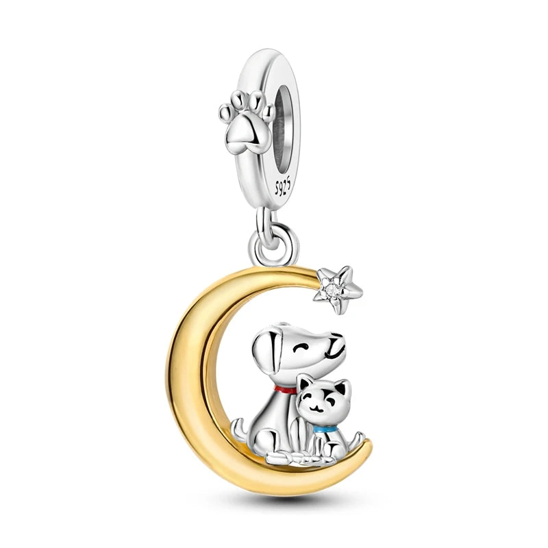 Charm Corazón Mamá e Hija en Plata 925 – Colgante Clásico para Pulseras Tipo Pandora, Regalo Día de la Madre