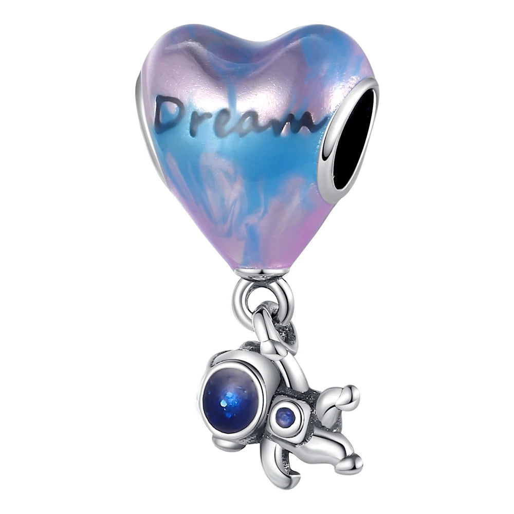 Charm cielo estrellado luna y estrella en plata 925 – Abalorio elegante para pulseras tipo Pandora, joyería DIY cósmica