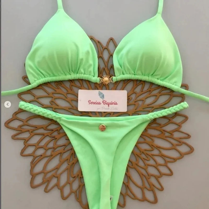 Bikini Sexy Mujer 2025 | Halter Lace-Up Y2K Playa y Piscina