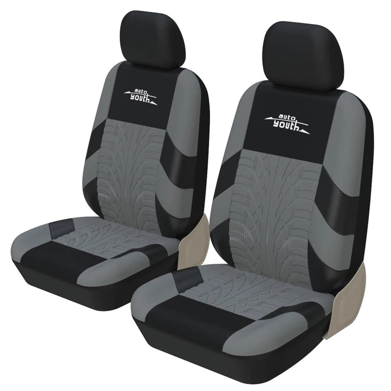 Juego de 2 Fundas de Asiento Universales AUTOYOUTH | Cubreasientos con Diseño de Huella de Neumático