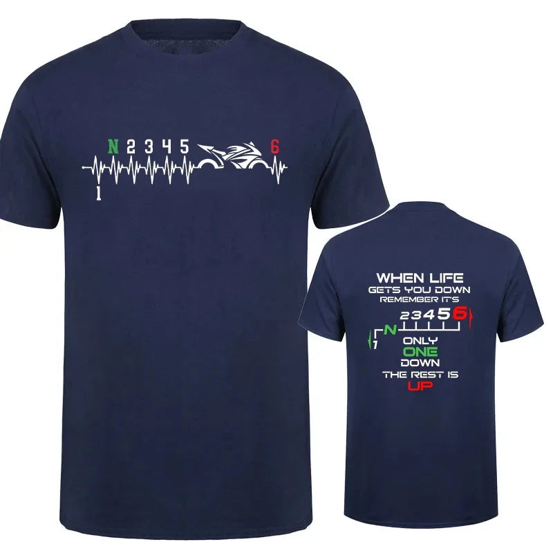 Camiseta Hombre 2025 | Oversize Motociclista con Estampado “Heartbeat”