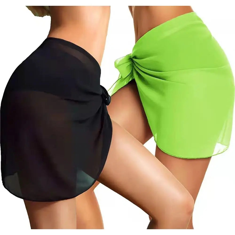 Falda Playera Mujer 2025 | Sarong Corto Chiffon Cubrebikini Verano