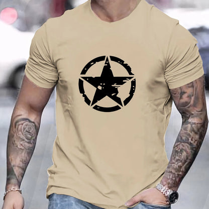 Camiseta Oversize de Algodón 100% para Hombre | Estampado Estrella, Casual y Deportiva de Verano