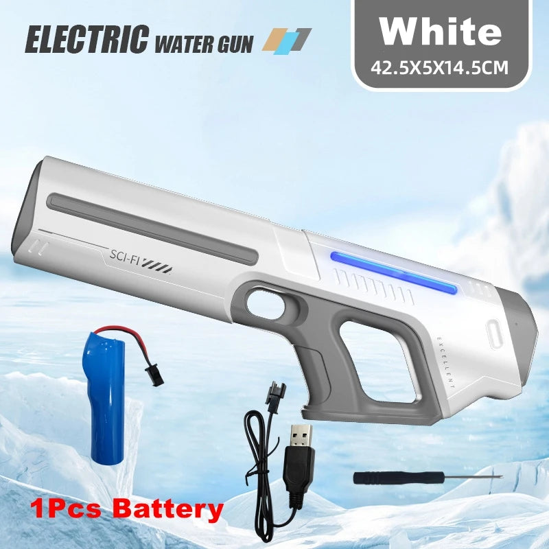 Pistola de Agua Eléctrica Potente – Juguete Automático para Niños y Adultos | Diversión de Verano Playa y Piscina