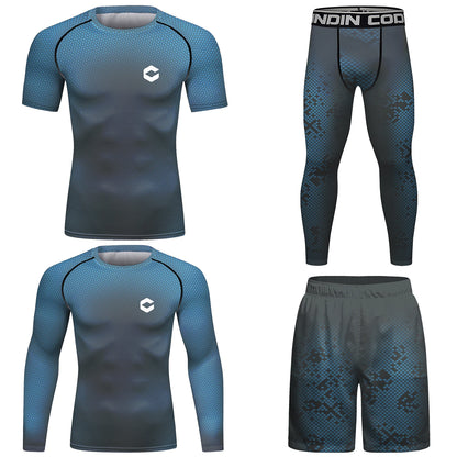 Conjunto Deportivo para Hombre BJJ No Gi – Rashguard + Shorts MMA | Traje de Entrenamiento Kickboxing Antideslizante Anti-UV