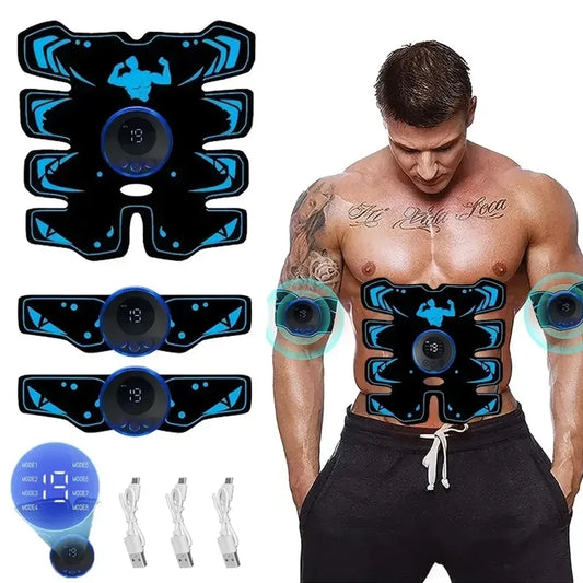 Entrenador Muscular EMS 3 en 1 Recargable USB | Estimulador Abdominal, Brazos y Cintura | Fitness Eléctrico Inalámbrico