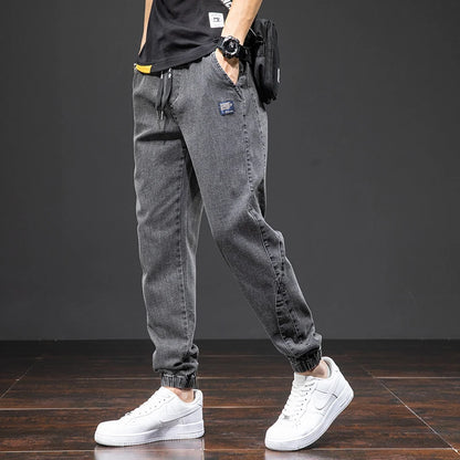 Jeans Cargo de Mezclilla para Hombre – Negro y Azul, Streetwear, Jogger Baggy, Harem, Primavera y Verano, Tallas Grandes