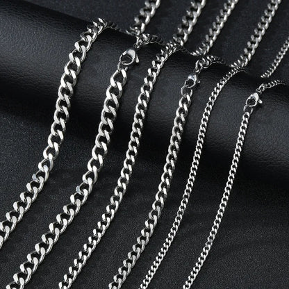 Collar Cubano Punk de Acero Inoxidable 316L – Cadenas 3/5/7mm Unisex Negro, Dorado o Acero, Joyería Sólida para Hombres y Mujeres