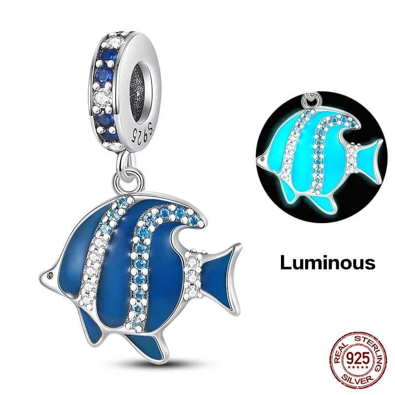 Charm Serie Océano en Plata 925 – Abalorios Tortuga, Cangrejo y Sirena para Pulsera Original Mujer