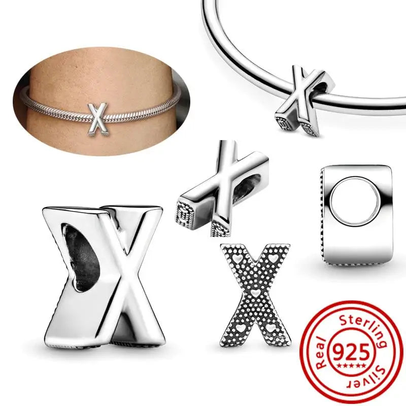 Charm Letras A–Z Plata 925 | Alfabeto Completo | Compatible Pandora Pulseras DIY