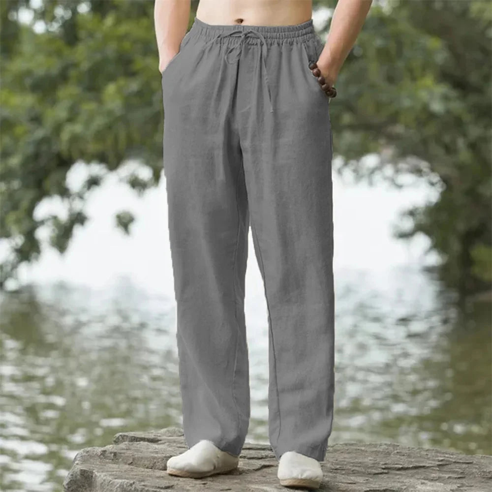 Pantalones Jogger de Playa para Hombre – Streetwear, Algodón y Lino, Casual, Vacaciones Hawaianas, Sueltos, Verano Largo