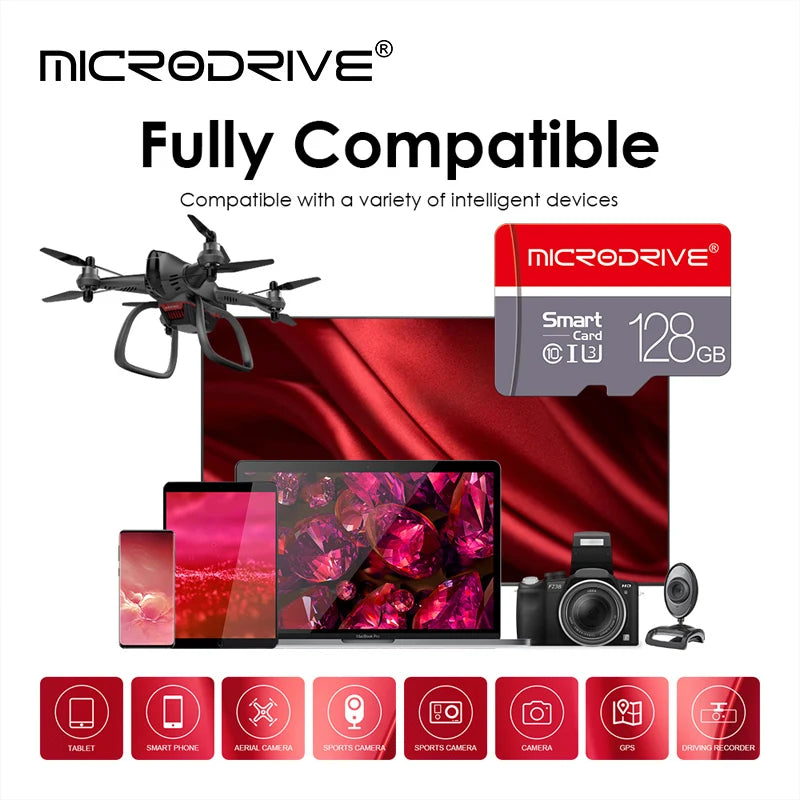 Tarjeta de Memoria Micro SD Mini TF Alta Velocidad Clase 10 – 4GB, 8GB, 16GB, 32GB, 64GB, 128GB, 256GB + Adaptador SD