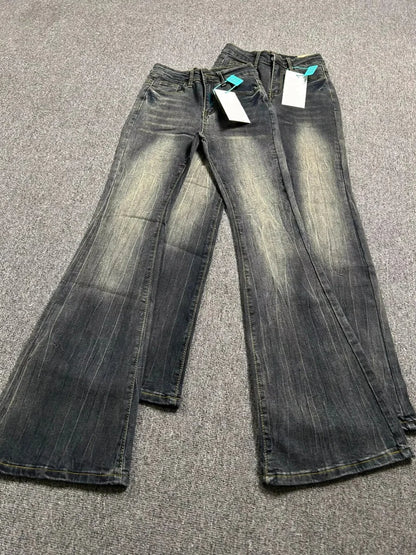 Jeans Acampanados Oversize Mujer | Pantalón Vaquero Tiro Alto Negro Gris Vintage