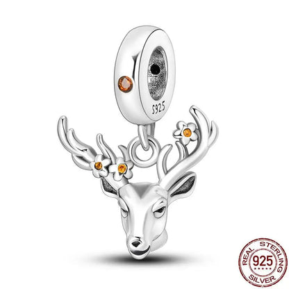 Charm camaleón y luciérnaga en plata 925 – Dije animal brillante, compatible Pandora, pulsera y collar mujer
