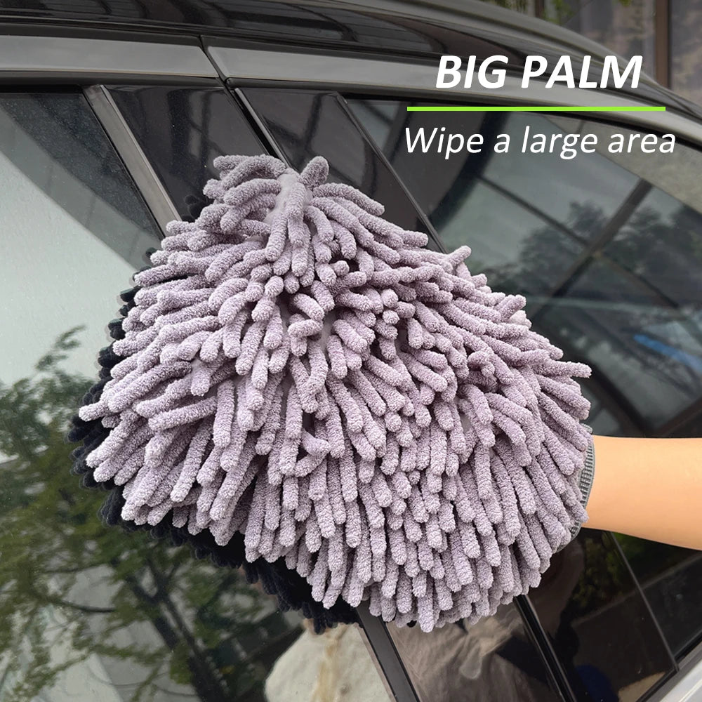 Guante de Microfibra para Lavado de Autos | Chenille Doble Cara, Suave y Absorbente, Limpieza Detallada