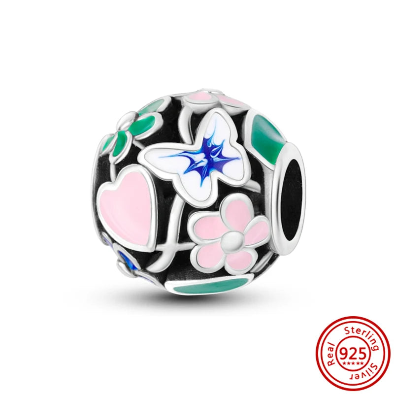Charm trébol verde dopamina en plata 925 – Flor del bosque para pulsera DIY compatible Pandora mujer