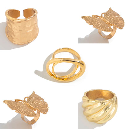 Anillo Boho Ajustable para Mujer – Diseño Creativo de Mariposas y Flores, Joyería de Moda 2025 Dorada o Plateada