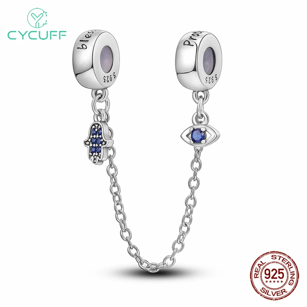 Charm de Plata 925 – Safety Chain, Avión, Tierra, Cámara y Margarita para Pulsera DIY Mujer