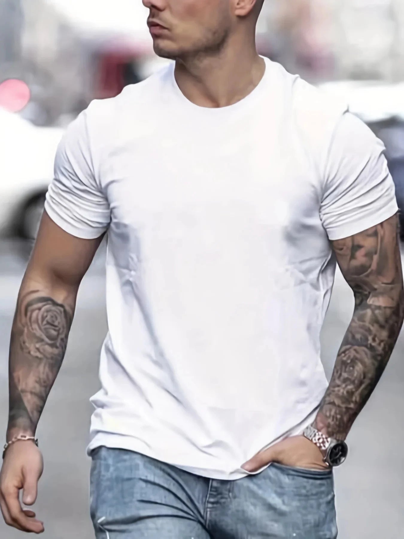 Camiseta Oversize de Verano 100% Algodón para Hombre | Estilo Motociclista con Estampado Clásico y Cuello Redondo