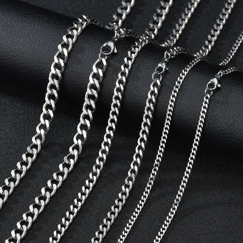 Collar Cubano Punk de Acero Inoxidable 316L – Cadenas 3/5/7mm Unisex Negro, Dorado o Acero, Joyería Sólida para Hombres y Mujeres