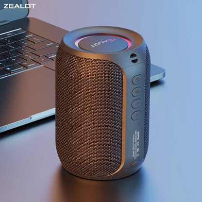 Zealot S32PRO Altavoz Bluetooth Potente 15W – Parlante Inalámbrico con Graves Profundos, Luces LED, Impermeable IPX5 y 15H de Reproducción