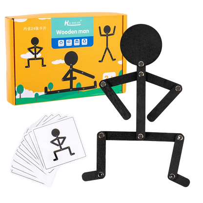 Kids Montessori Toys Wooden Early Learning Educational Puzzles Sporty Pose JigsawImprove Hands-on Skill Busy Board Gifts