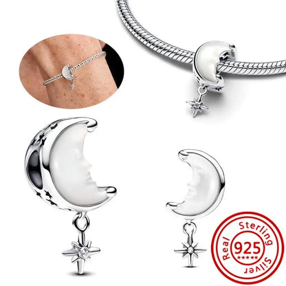 Charm Espacio y Galaxia en Plata 925 – Abalorios Astronauta, Planeta y Estrellas para Pulsera Original Mujer