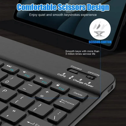 Teclado Bluetooth Universal para iPad, Samsung, Xiaomi y Tablets – Teclado Inalámbrico Portátil 7/10” con Batería Recargable