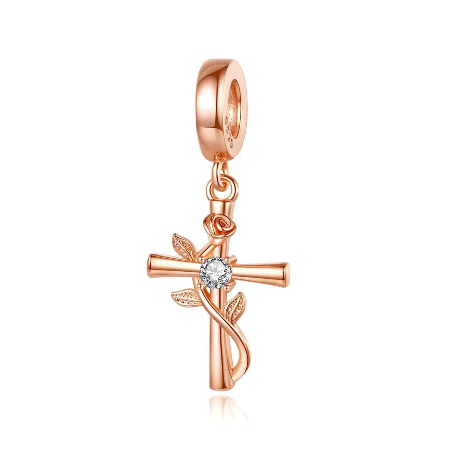 Charm Colgante Pareja Plata 925 y Oro Rosa | Compatible Pandora Original | Pulsera o Collar Mujer