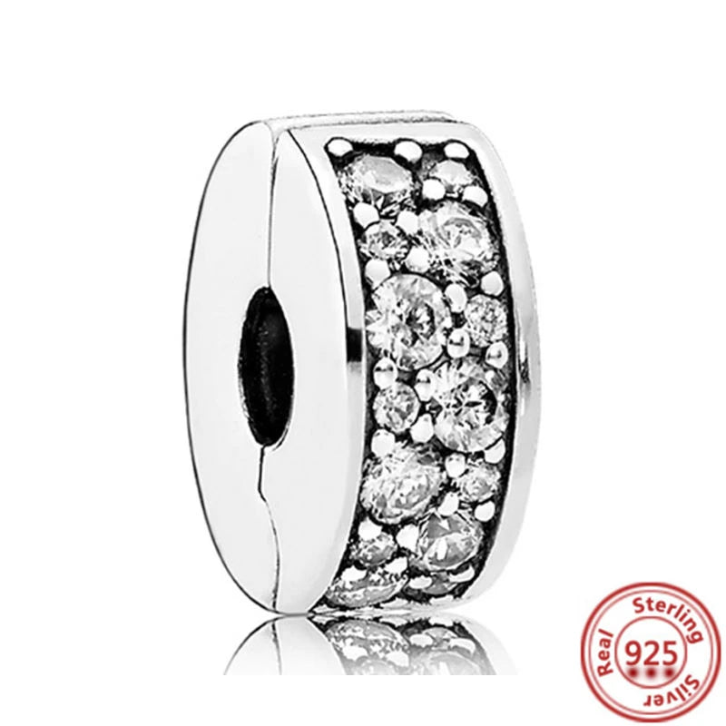 Charm Clip Plata 925 con Corazones, Corona y Concha | CZ Pavé Brillante | Compatible Pandora Original