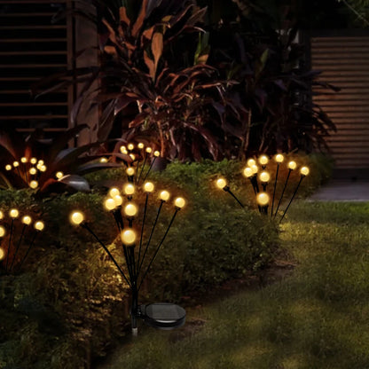 Luces Solares Firefly Impermeables – 8/10/40 LEDs RGB o Blanco Cálido para Jardín, Patio y Decoración Exterior