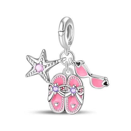Charm Plata 925 Colgante Rosa Mariposa Corazón Flor Pájaro | Dije Para Pulsera Pandora Compatible