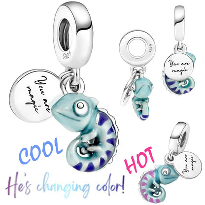 Charm Colgante Pareja Plata 925 y Oro Rosa | Compatible Pandora Original | Pulsera o Collar Mujer