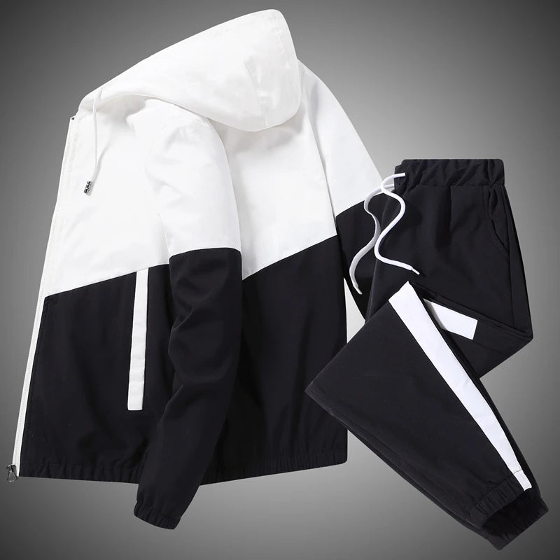 Chándal Hombre 2025 | Conjunto Deportivo 2 Piezas Sudadera con Capucha y Joggers Hip Hop Running