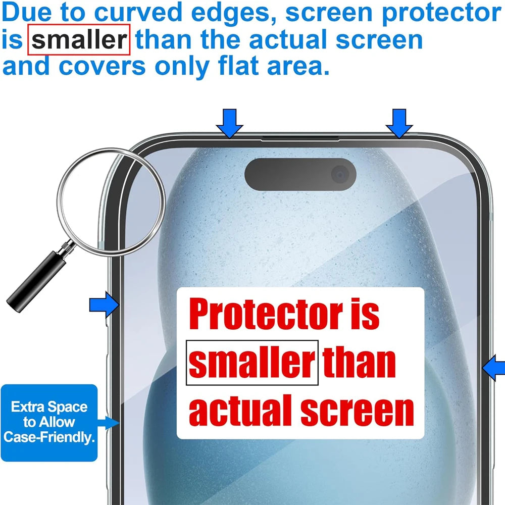 Protector de Pantalla de Vidrio Templado Transparente para iPhone 11 / 12 / 13 / 14 / 15 / 16 Series | iPhone Pro, Pro Max, Plus y Mini