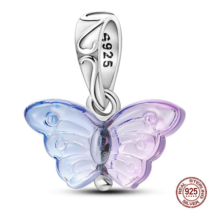 100% 925 Sterling Silver Creative Blue Luminous Firefly Charms Pendants Fit Qikaola 925 Original Bracelets DIY Birthday Jewelry