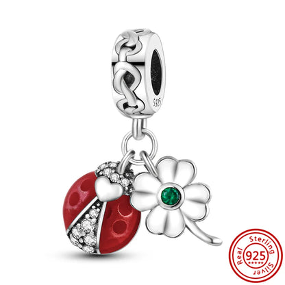 Charm trébol verde dopamina en plata 925 – Flor del bosque para pulsera DIY compatible Pandora mujer