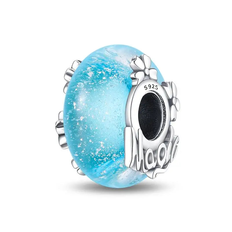 Charm separador redondo plata 925 con circonitas de colores – Compatible Pandora, joyería DIY elegante