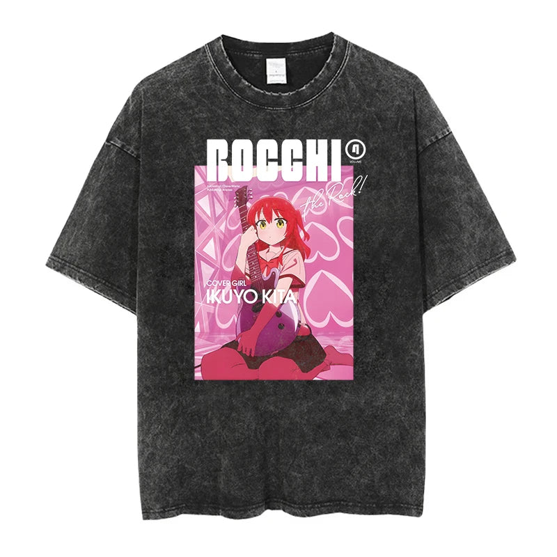 Camiseta Oversized Bocchi Club | Anime Bocchi The Rock Hombre | Algodón Estampada Creativa