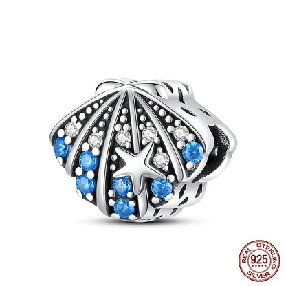 Charm Serie Océano en Plata 925 – Abalorios Tortuga, Cangrejo y Sirena para Pulsera Original Mujer