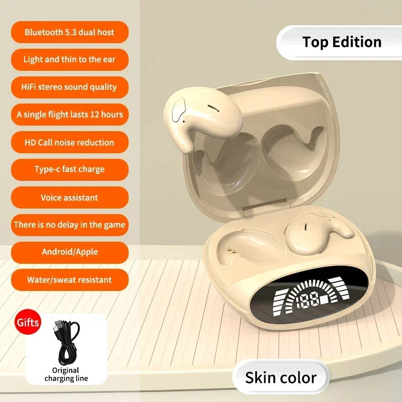 Auriculares invisibles Sleep – Bluetooth 5.3, IPX5 impermeables con micrófono, HiFi estéreo y batería de larga duración
